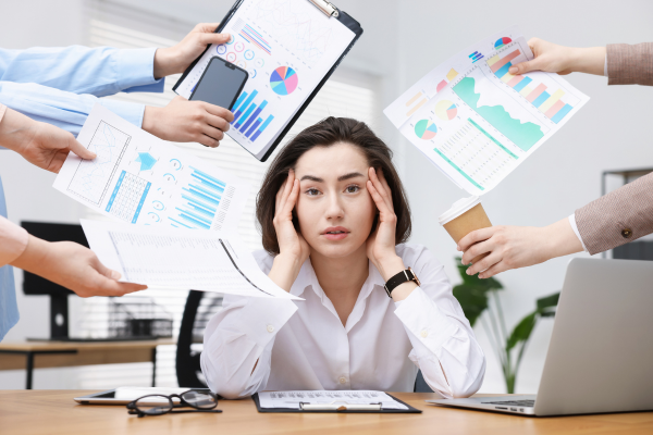 Overwhelmed leader managing chaotic operations