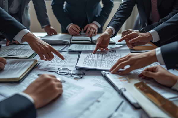 Business team planning scalable operations through process mapping.
